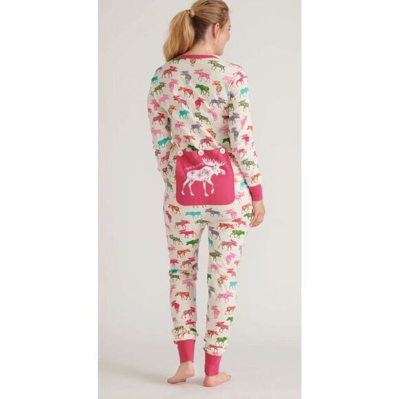 Little Blue House Adult One-Piece Pajama Bum Flap Soft Comfortable Loungewear - Picture 3 of 5